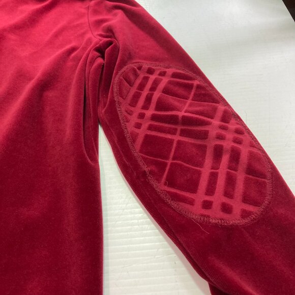 BURBERRY LONDON Velvet Hooded Full Zip Track Jacket Burgundy Sz L Womens - Picture 6 of 13